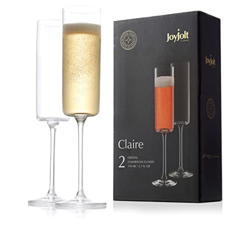 Amazon.com | JoyJolt Champagne Flutes – Claire Collection Crystal Champagne Glasses Set of 2 ... | Amazon (US)