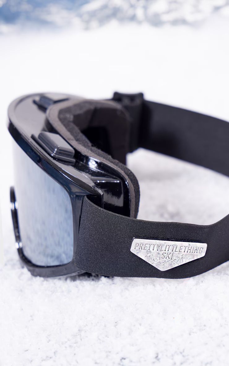 PRETTYLITTLETHING Black Silvered Mirrored Ski Goggles | PrettyLittleThing UK