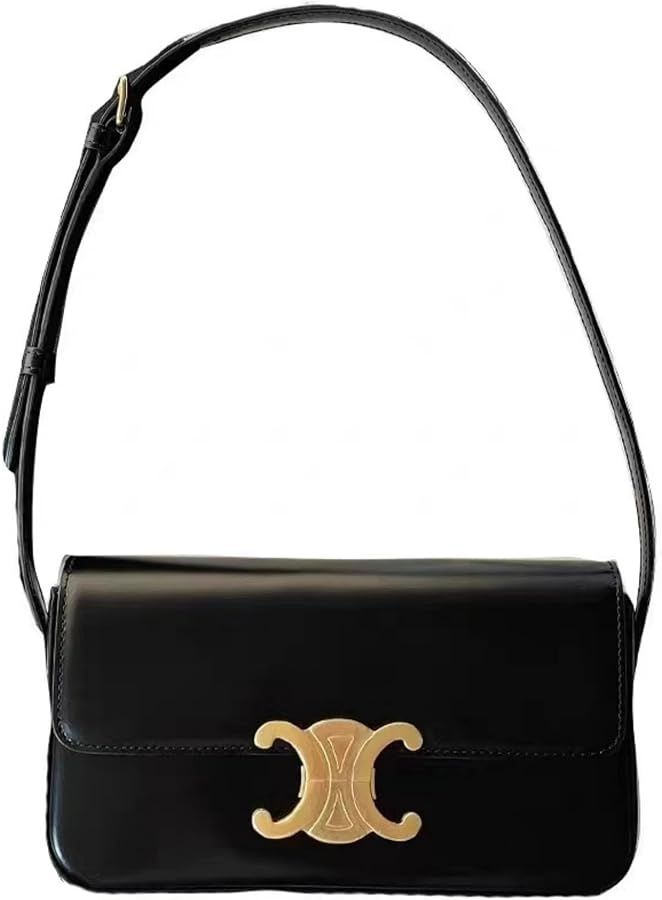 New women's shoulder bag, stylish classic crossbody bag, underarm purse, leather tote/black | Amazon (US)
