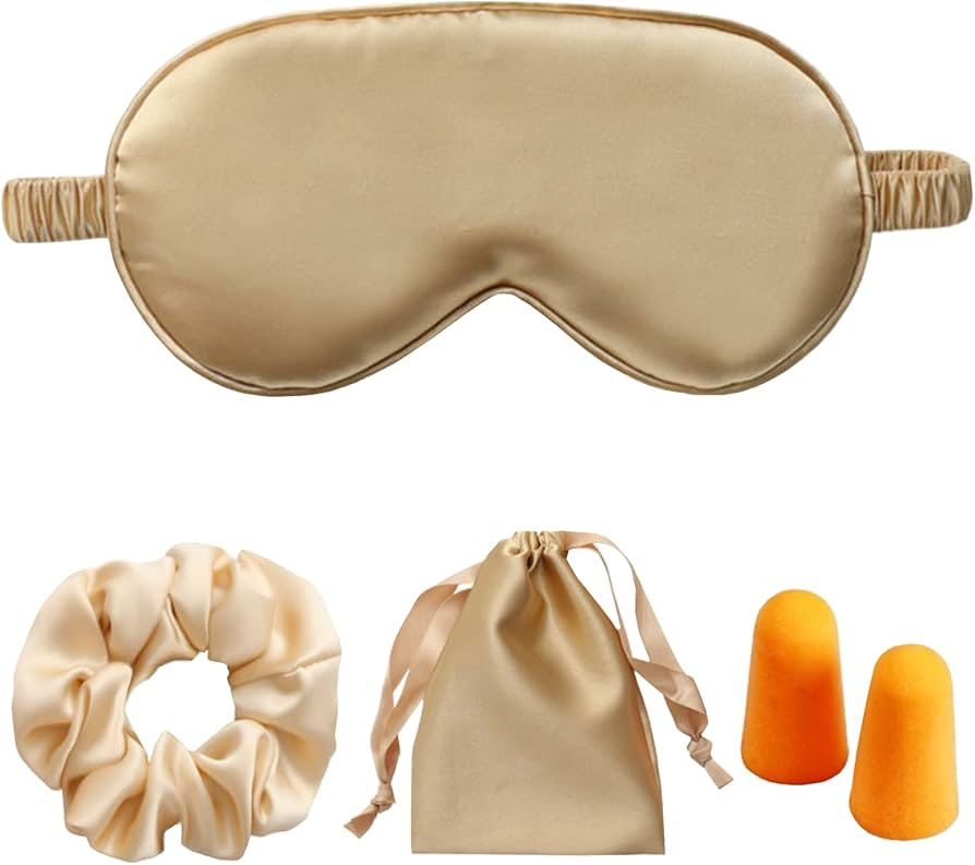 Silk Satin Sleeping Eye Mask, Gold Sleep Eye Mask Night Blindfold for Women and Men, Soft Breatha... | Amazon (US)