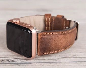 Rustic Tan Leather Apple Watch Band 45mm 44mm 41mm 40mm - Etsy | Etsy (US)