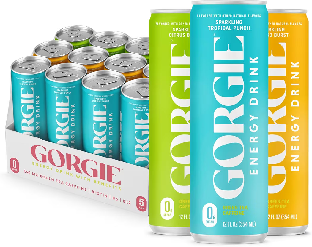 GORGIE Tropical Variety, Sugar-Free Natural Energy Drink Sparkling, Healthy Energy Drinks - Green... | Amazon (US)