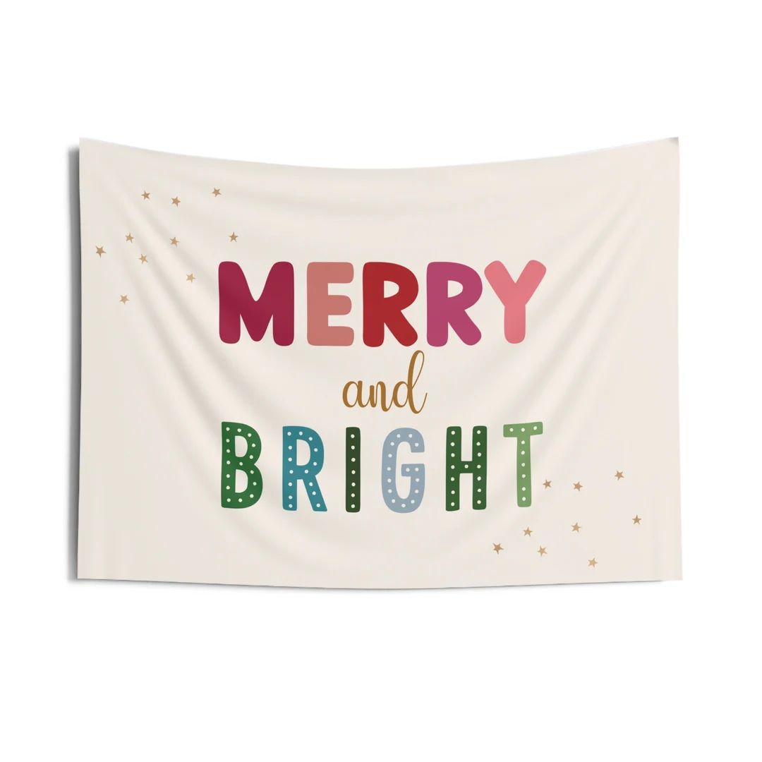 Merry and Bright Banner Kids Christmas Banner Playroom Wall - Etsy | Etsy (US)