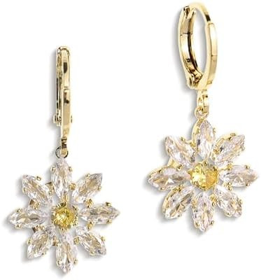 Sonateomber Gold Silver Small Hoop Dangle Earrings for Women, Trendy Dainty Rhinestone CZ Danglin... | Amazon (US)