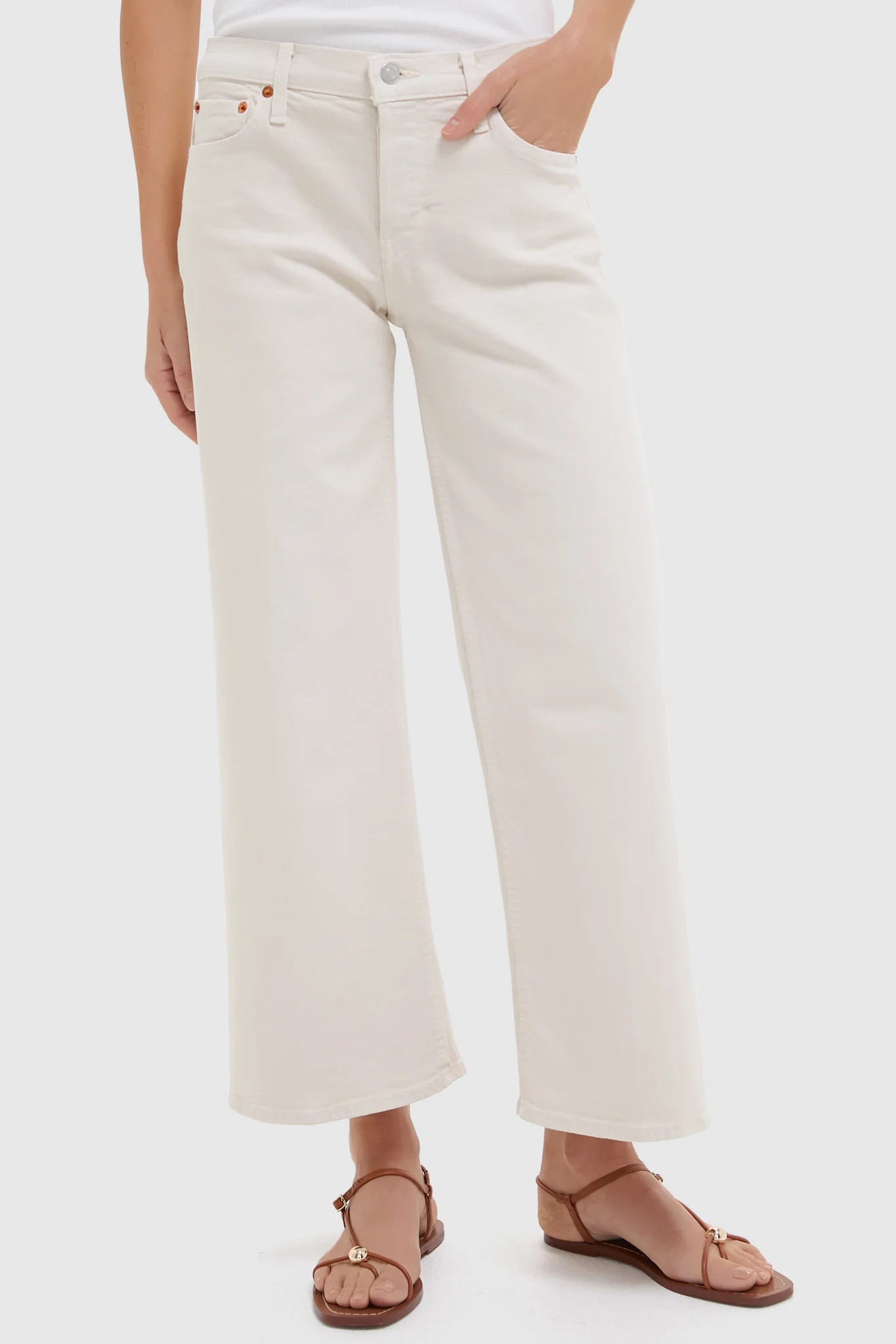 Vintage White Mid Rise Wide Leg Crop | Tuckernuck (US)