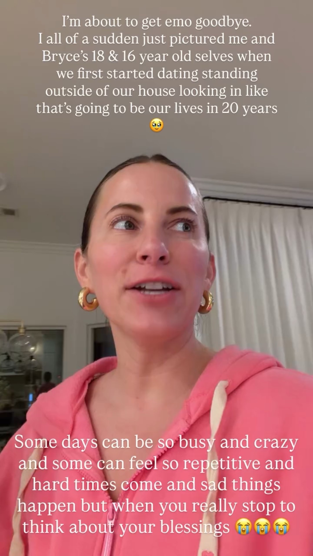 I’m about to get emo goodbye.
I all of a sudden just pictured me and Bryce’s 18 & 16 year old selves when we first started dating standing outside of our house looking in like that’s going to be our lives in 20 years 🥹 Some days can be so busy and crazy and some can feel so repetitive and hard times come and sad things happen but when you really stop to think about your blessings 😭😭😭