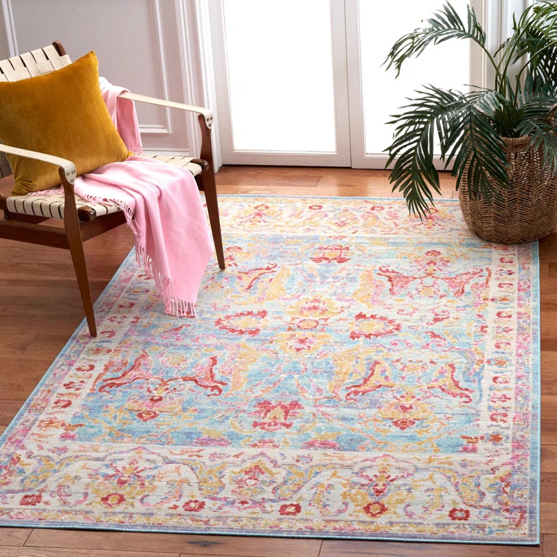 Chauncey Machine Woven / Power Loomed Aqua/Red Rug | Wayfair North America