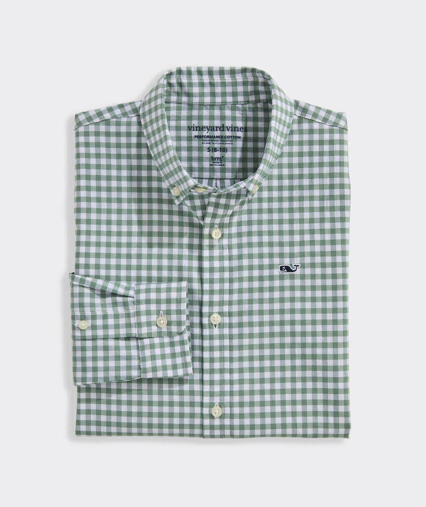 Boys' Performance Cotton Skysail Gingham Shirt | vineyard vines