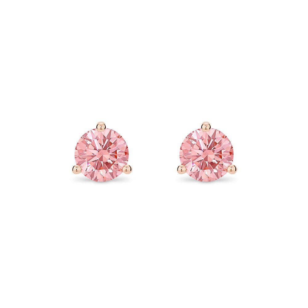 LIGHTBOX Lab-Grown Pink Diamond Round Solitaire Martini Stud Earrings in 14k Rose Gold (1 1/2 ct. tw | Blue Nile