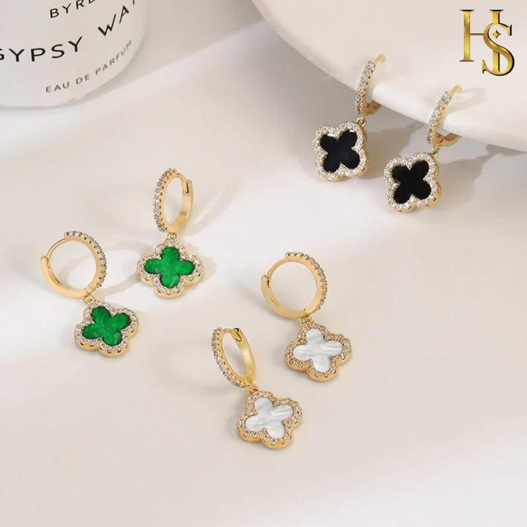 Stunning Huggie Hoop Clover Earrings for Women | Mother of Pearl Dangle Hoops | Lovely Jewelry Gi... | Walmart (US)