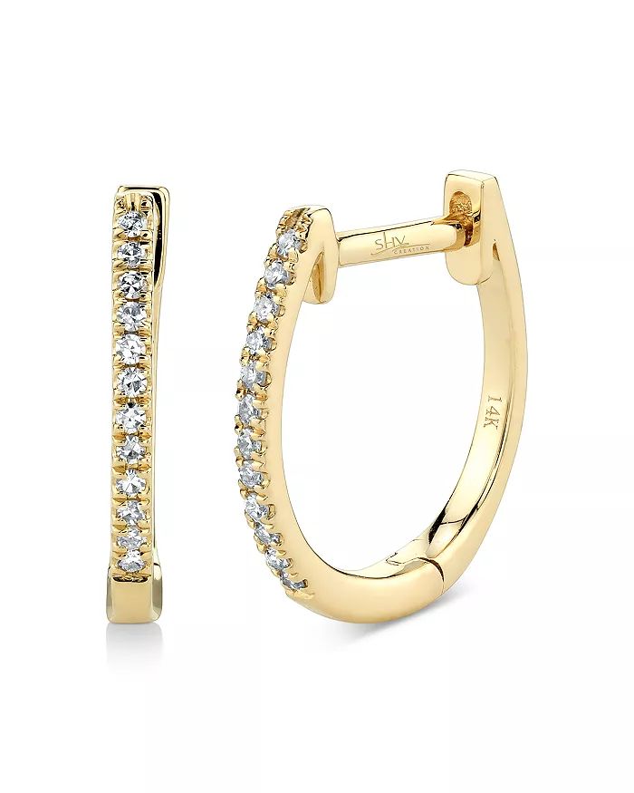 14K Yellow Gold Diamond Medium Huggie Hoop Earrings - 100% Exclusive | Bloomingdale's (US)
