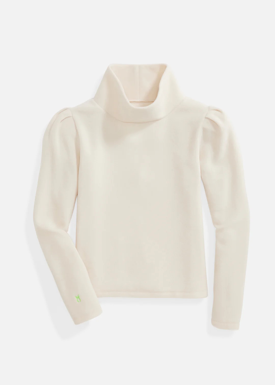 Palmer Puff Sleeve Turtleneck in Vello Fleece (Cream) | Dudley Stephens