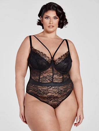 Evangeline Strappy Lace Bodysuit - Fashion To Figure | Fashion to Figure