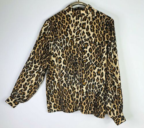 Vintage Maggy London 100% Silk Blouse Sz 14 Leopard Print Mandarin Collar  | eBay | eBay AU