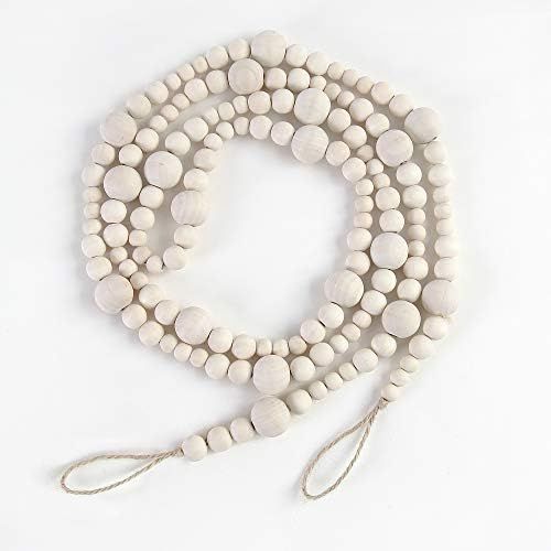 BlueMake 7ft Christmas Wooden Beads Garlands, Xmas Bead Garland Round Craft Bead Garland,Farmhous... | Amazon (US)
