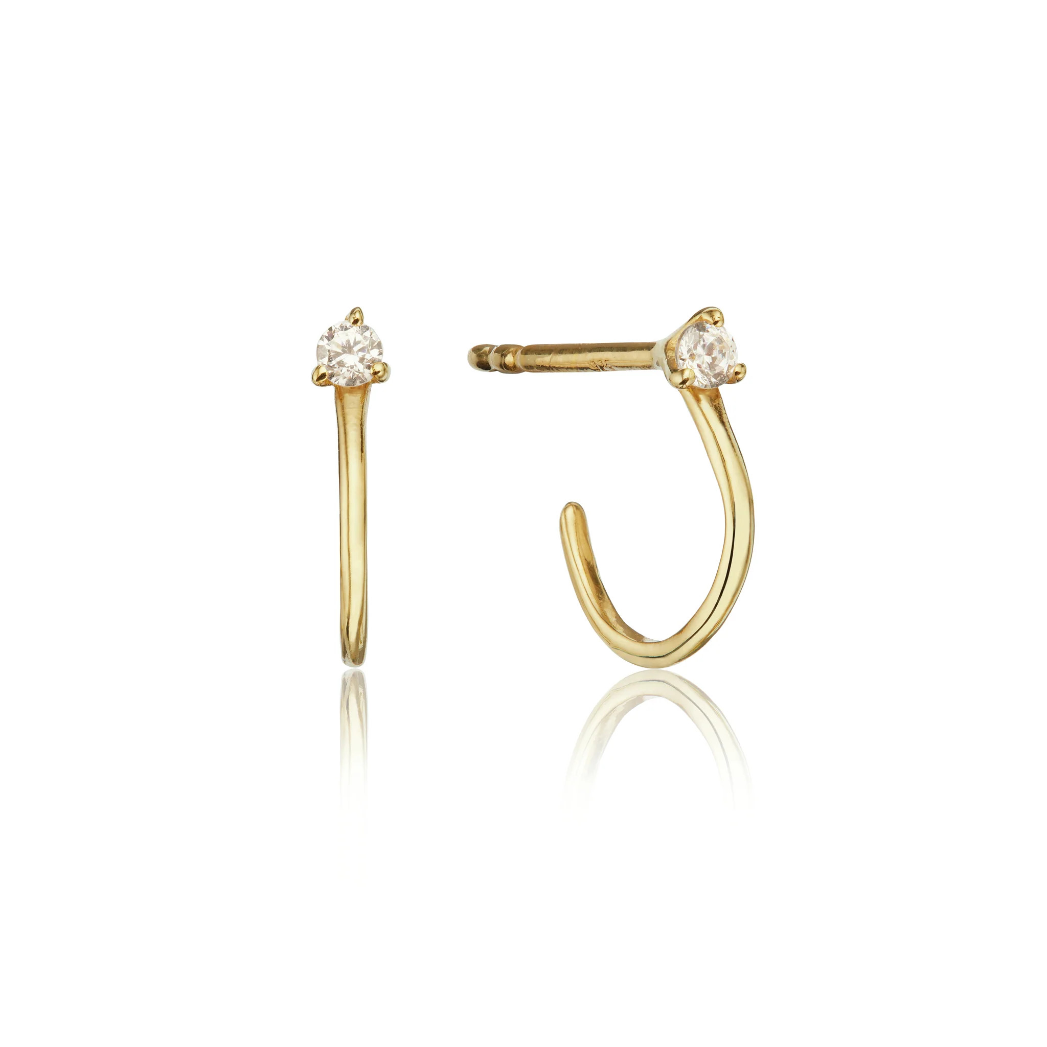 Gold Diamond Style Lobe Hoop Stud Earrings | Lily & Roo