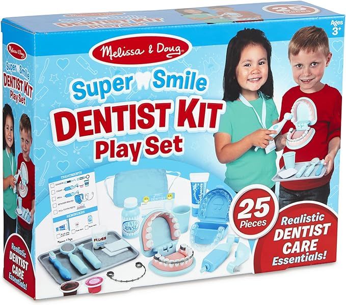 Melissa & Doug Super Smile Dentist Kit With Pretend Play Set of Teeth And Dental Accessories (25 ... | Amazon (US)