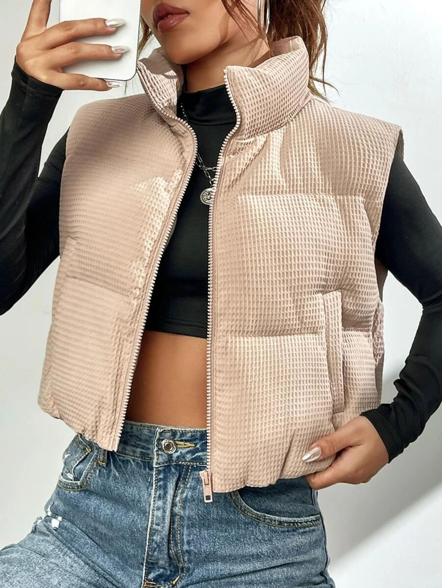 SHEIN EZwear Zip Up Puffer Vest Coat SKU: sw2209159927985133(8 Reviews)$26.00Make 4 payments of $... | SHEIN