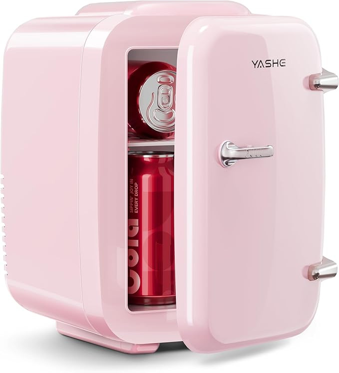 YASHE Mini Fridge, 4 Liter/6 Can Mini Makeup Fridge, 110V AC/ 12V DC Portable Thermoelectric Cool... | Amazon (US)