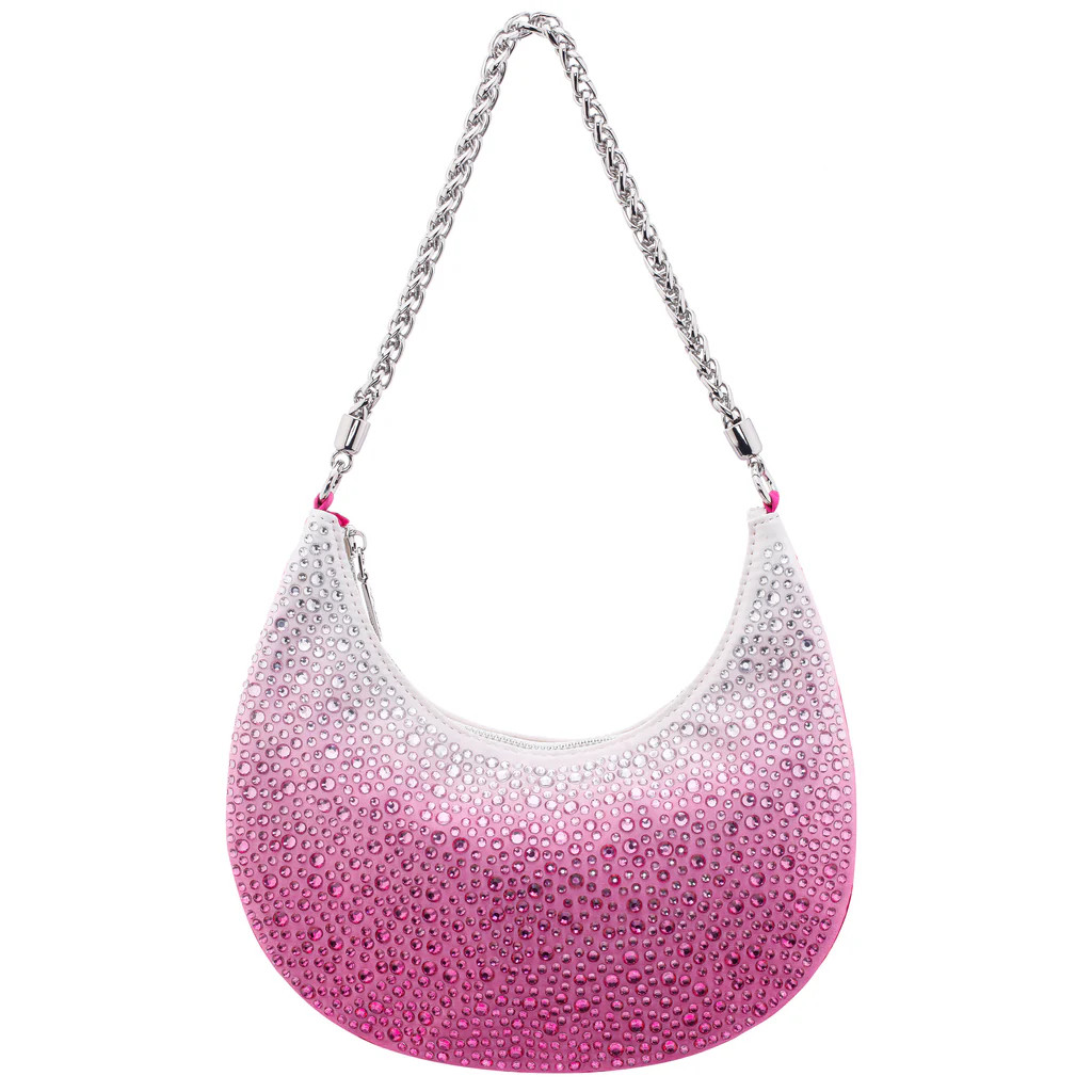 ALLIE-ULTRA PINK CRYSTAL OMBRE HOBO BAG | Nina Shoes