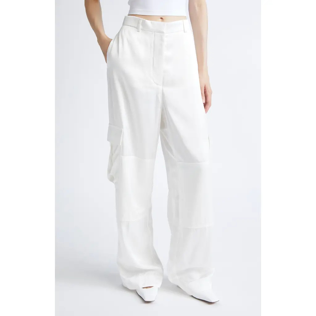 Stella McCartney Satin Paneled Slouchy Cargo Pants in 9200 - Cream at Nordstrom Rack, Size 10 Us / 44 It | Nordstrom Rack