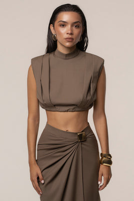 Taupe Inner Glow Crop Top | JLUXLABEL US