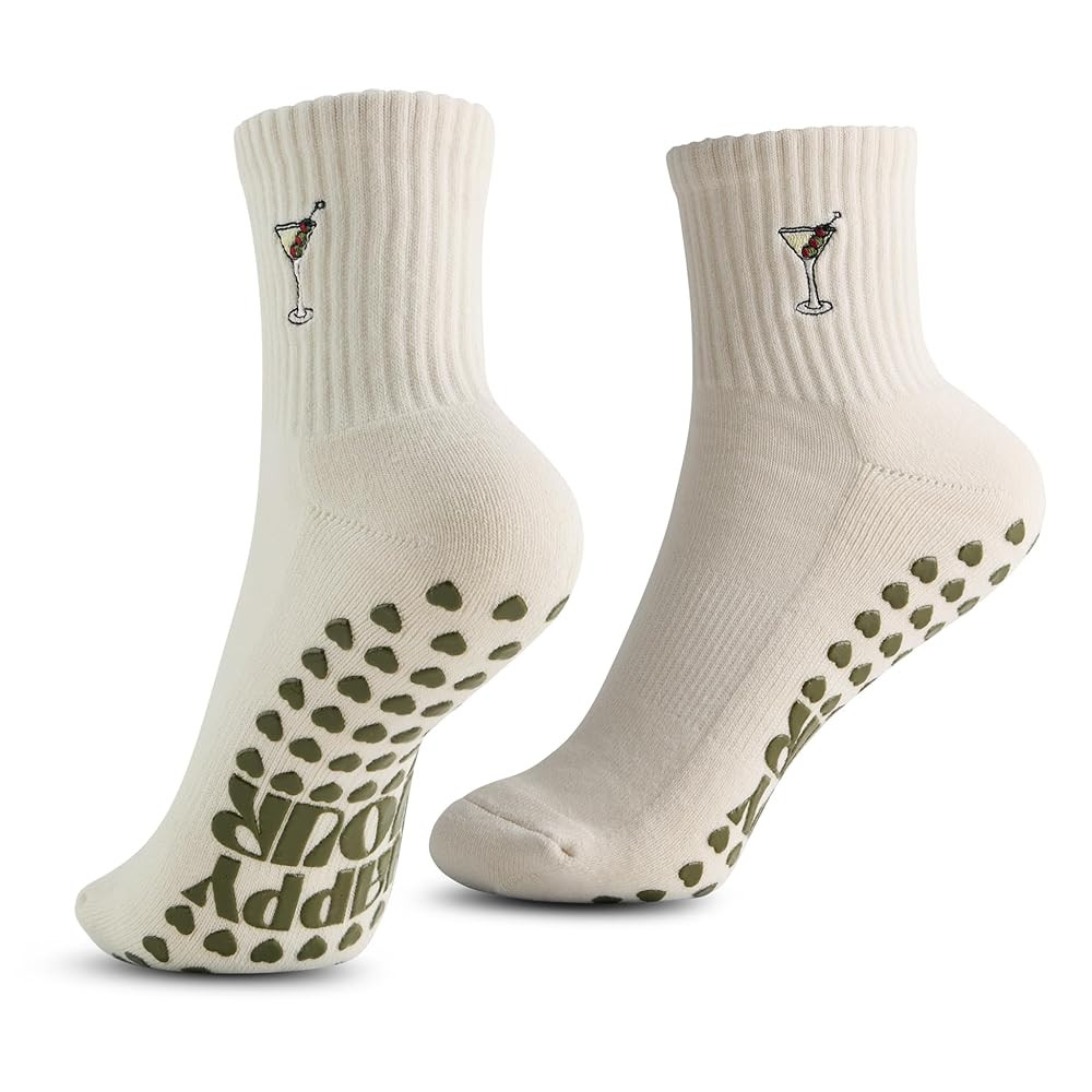 Pilates Non-Slip Grip Socks, Dirty Martini Style | Amazon (US)