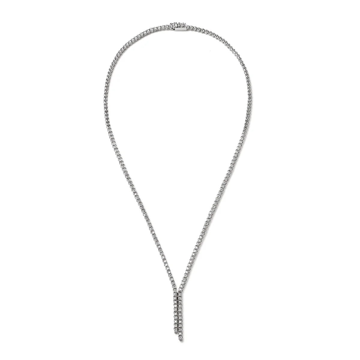 3.00ct Lab Diamond Drop Tennis Necklace in 9K White Gold H/SI | The Diamond Store