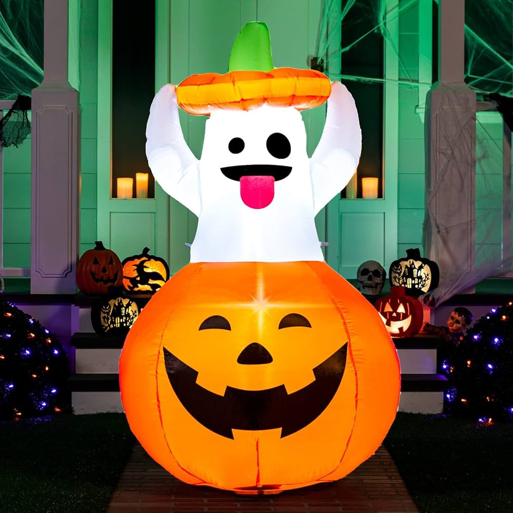 Joiedomi 5 FT Halloween Inflatable Ghost Outdoor Decorations, Blow Up Yard Decorations in Pumpkin... | Amazon (US)