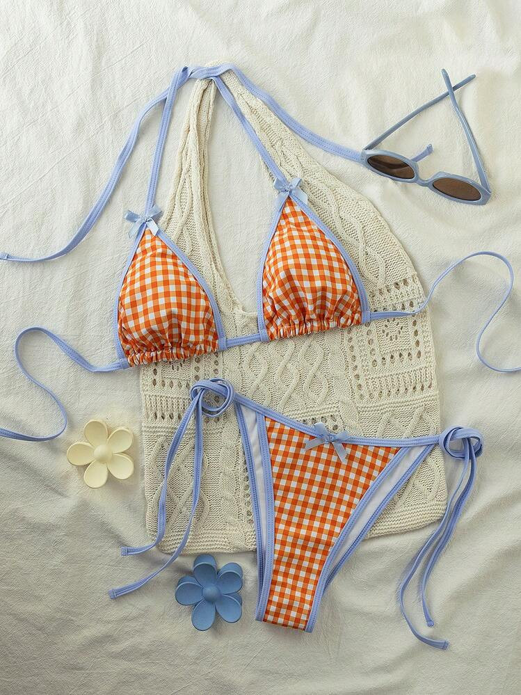 Summer Colorful Cruise Party Cute & Energetic Fashionable Teenage Lace-Up Beach Vacation Bikini Ladies 2 Pieces Swimwear | SHEIN