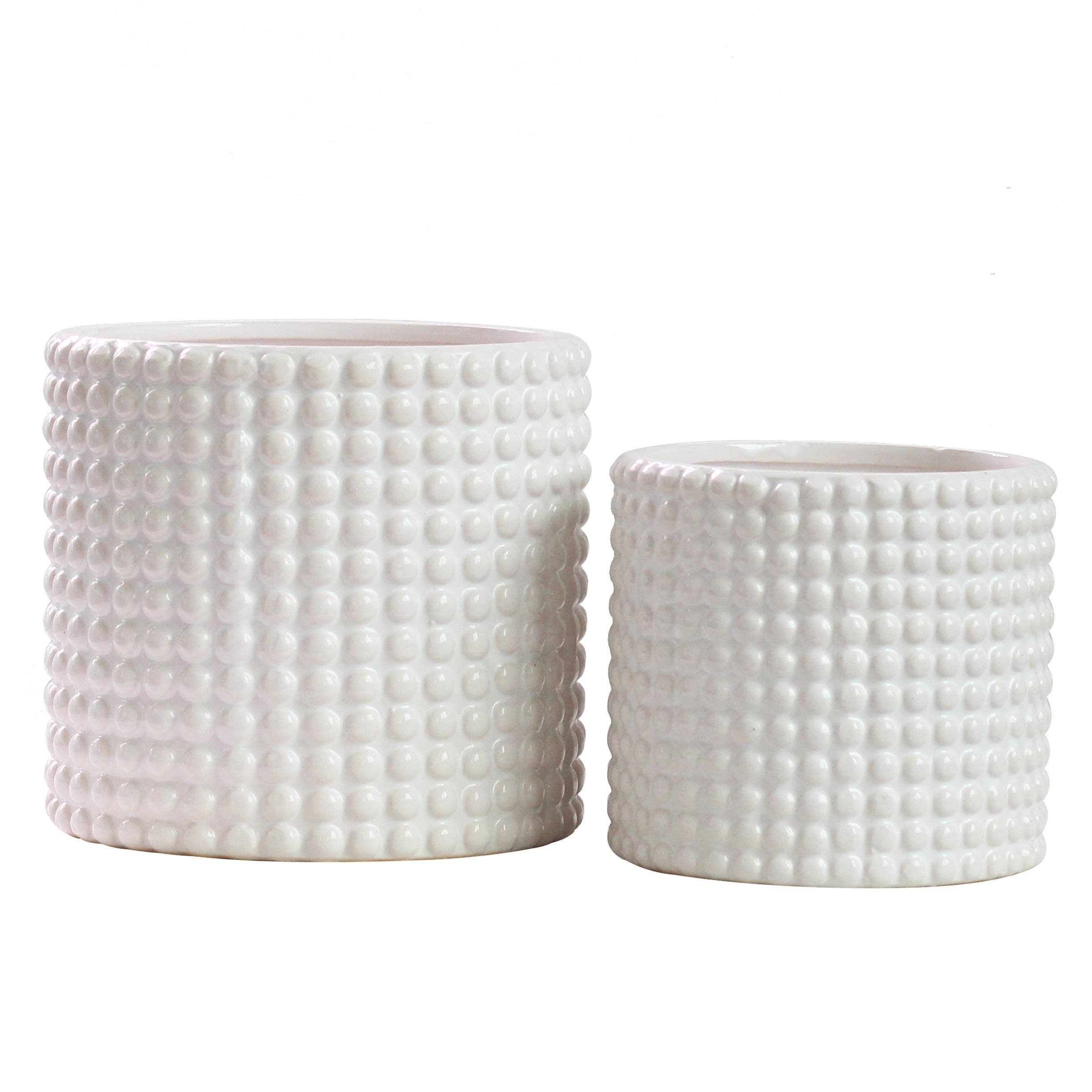 Milan Plant Pot Set - White Ceramic Hobnail Dots Plant Pots Indoor Set 2 Planters (Gloss White) | Walmart (US)