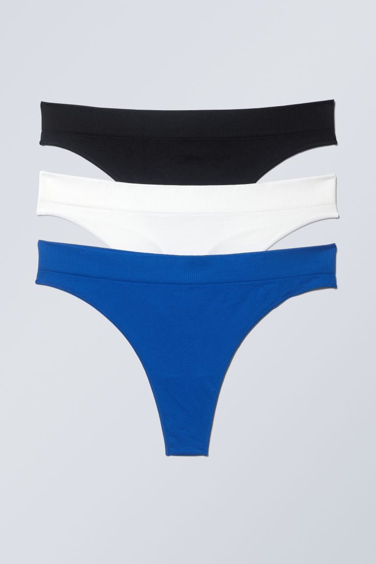 H & M - 3-pack Cat Soft Thong - Blue | H&M (UK, MY, IN, SG, PH, TW, HK)