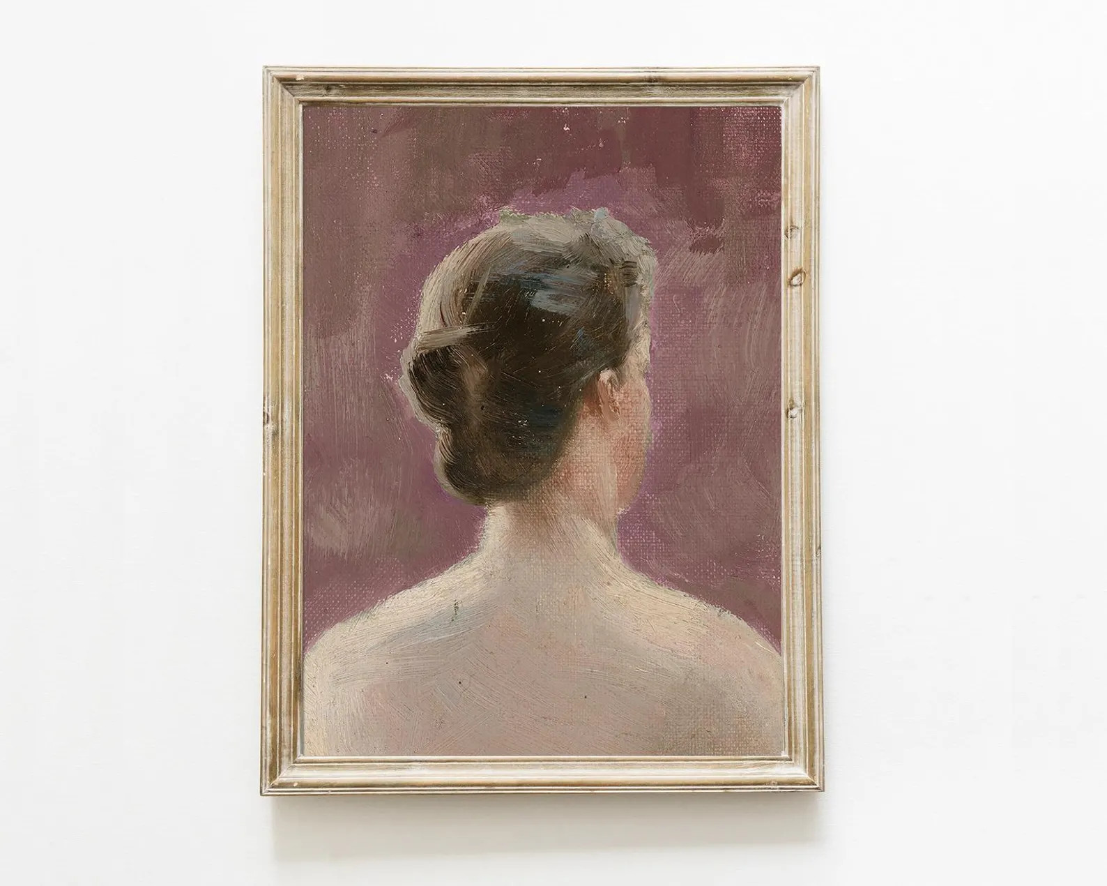 Woman on Pink Printable Antique Oil Painting Vintage Lady With Bun Portrait Antique Print Digital... | Etsy (US)