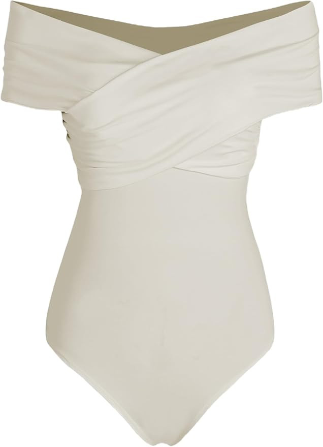 CIDER Women's French Riviera Vacation Solid Off-shoulder Bodysuit | Amazon (US)
