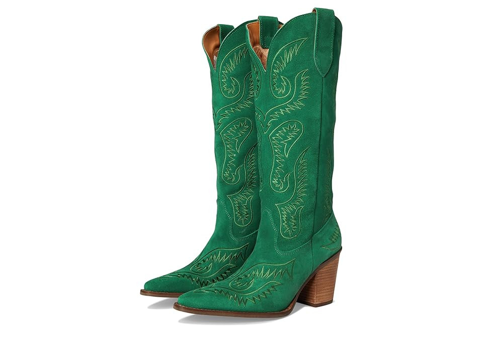 Dingo Evita Cowboy Women's Boots Green : 9.5 B - Medium, Leather/Suede | Zappos