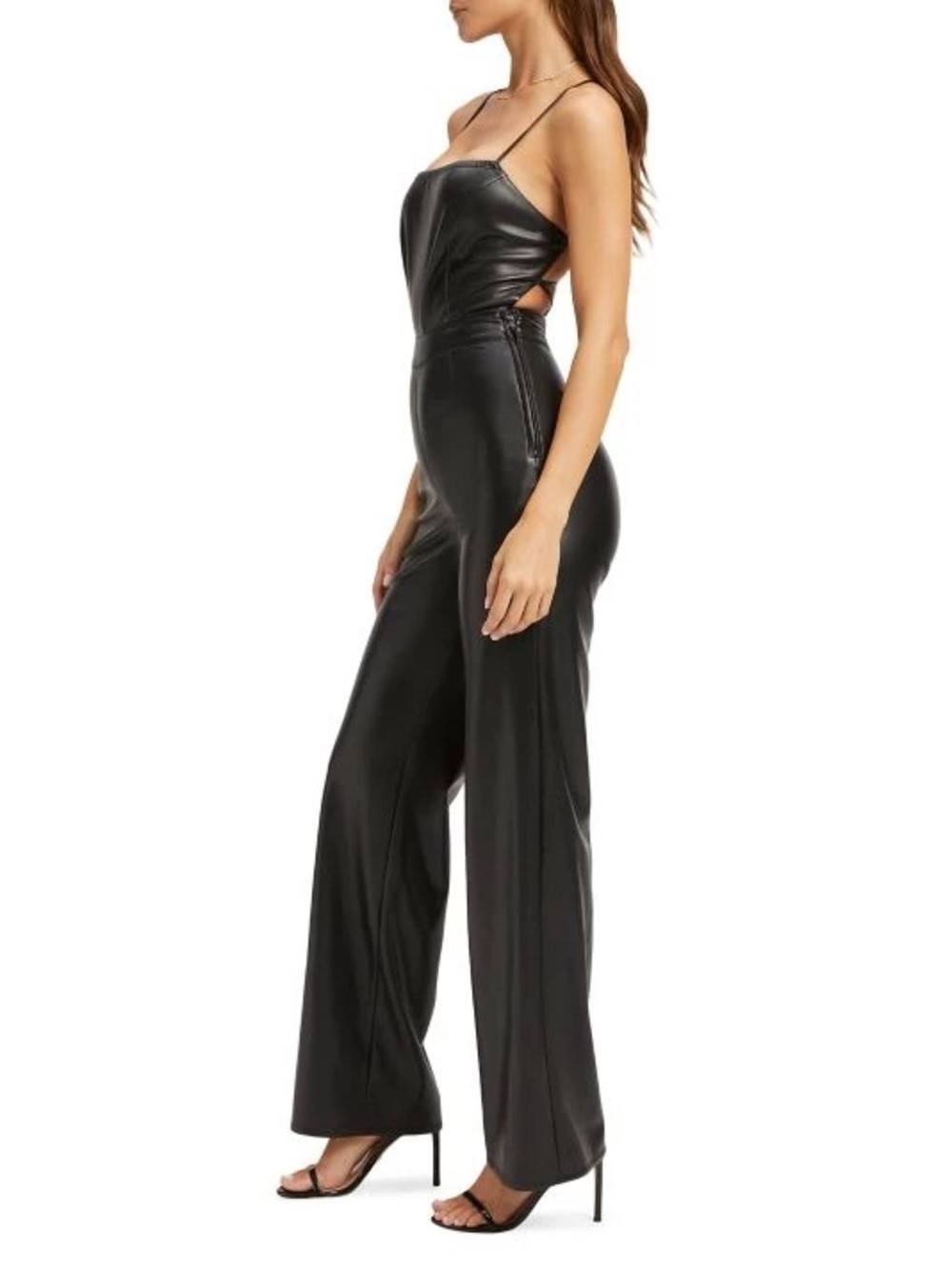 GOOD AMERICAN Vacay Faux
Leather Jumpsuit Black Strappy Back Top 2 M Pants Sexy | Poshmark