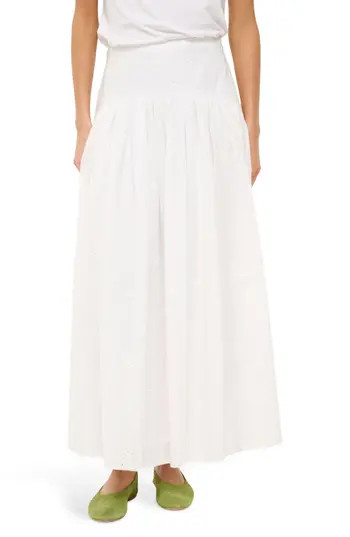 STAUD Procida Eyelet Cotton Maxi Skirt in White Eyelet at Nordstrom Rack, Size 6 | Nordstrom Rack