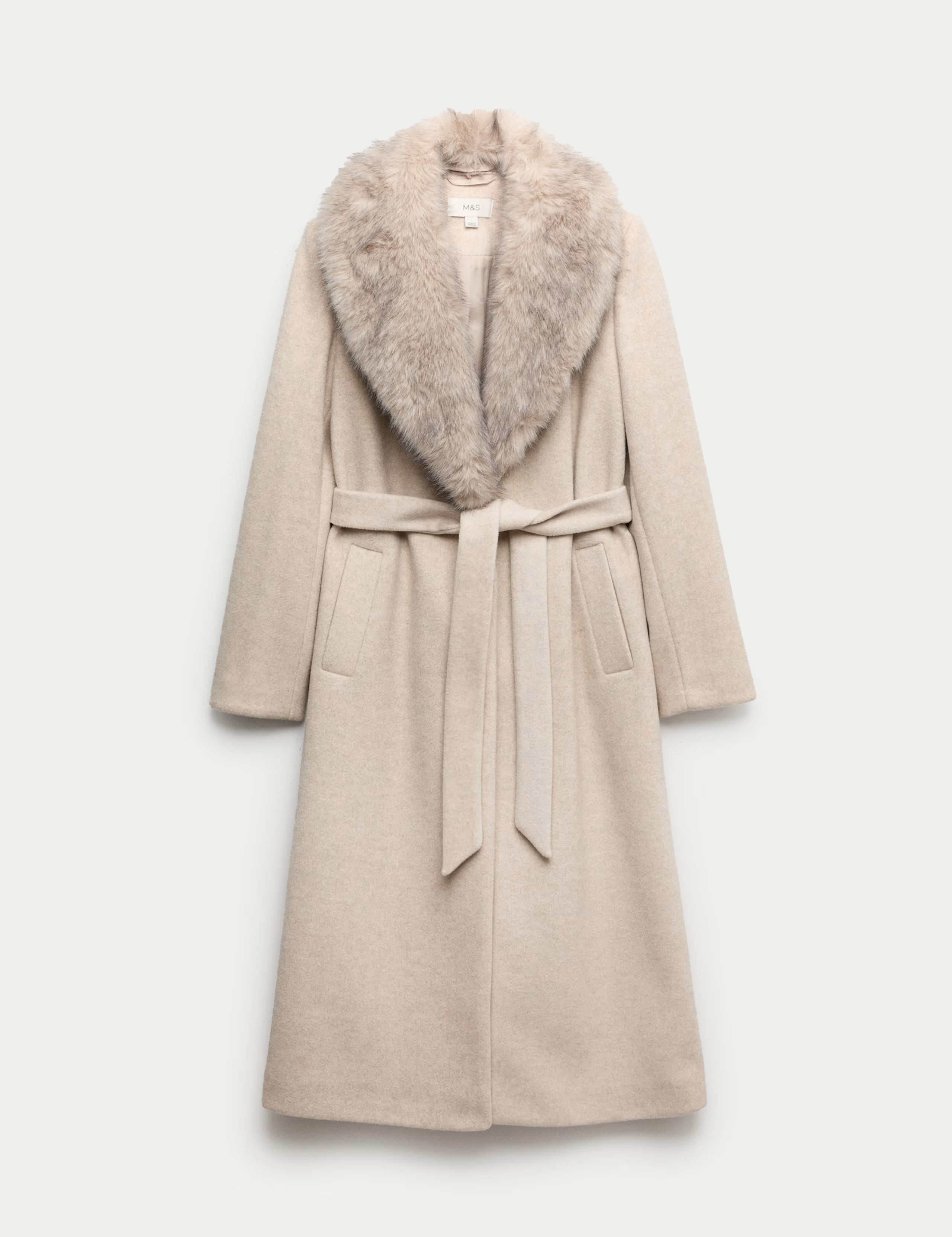 Collared Faux Fur Trim Single Breasted Coat | Marks & Spencer (UK)