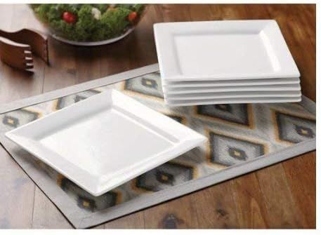 Better Homes and Garden White, Square Porcelain Salad Plates, Microwave Safe and Oven Safe, Set o... | Amazon (US)