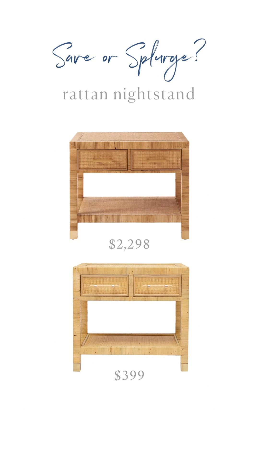 Save or Splurge?
Rattan nightstands with brass details 

#LTKHome