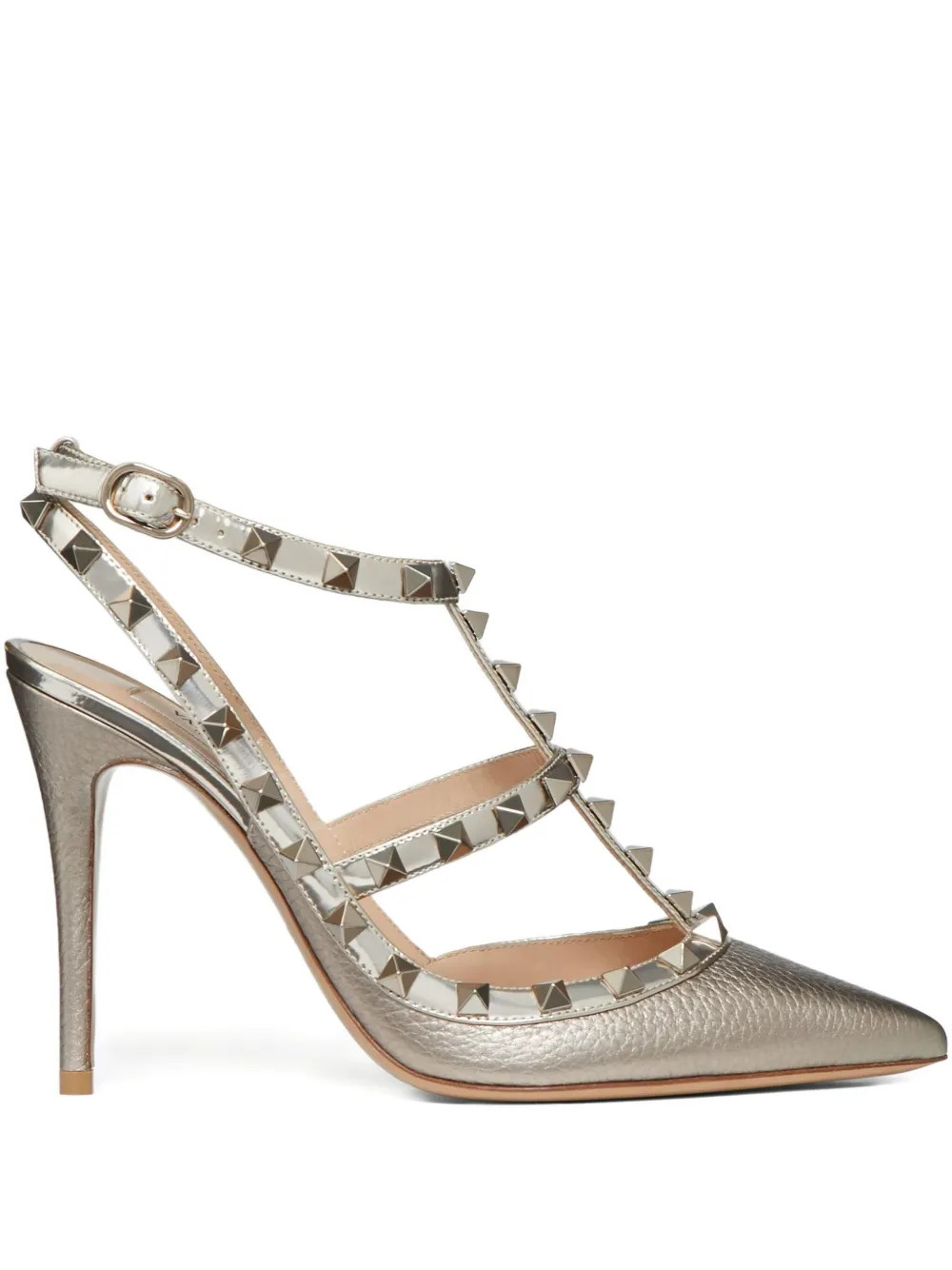 Valentino Garavani 100mm Rockstud metallic pumps - Gold | Farfetch Global