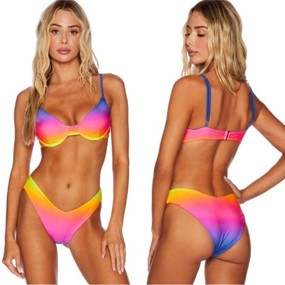 Beach Riot rainbow Camilla top/ bottom bikini set NWT | Poshmark