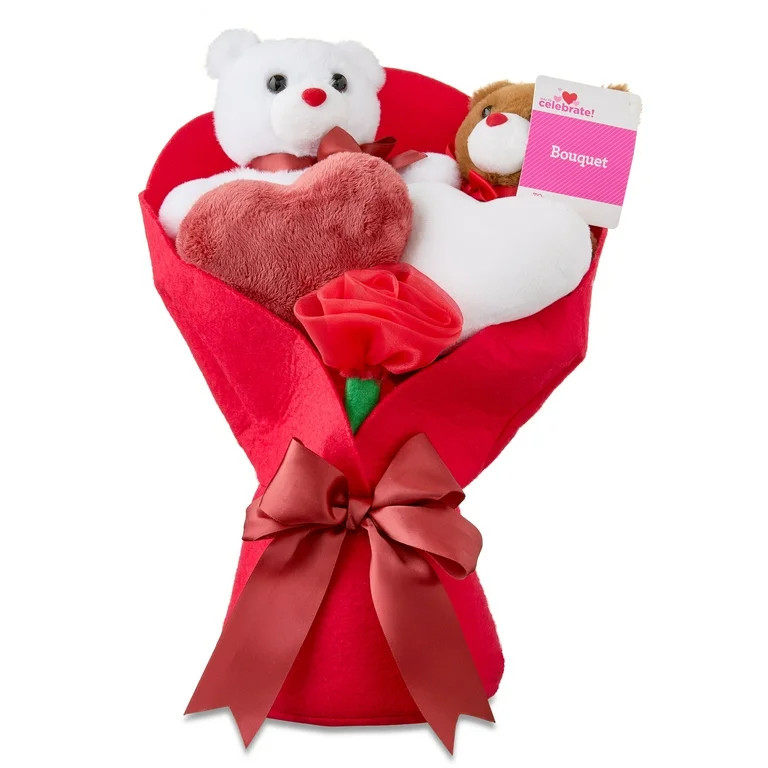Medium Bear Bouquet, Red, 13", Valentine's Day by Way To Celebrate | Walmart (US)