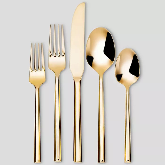 5pc Stainless Steel Izon Mirror Flatware Set Gold - Project 62™ | Target