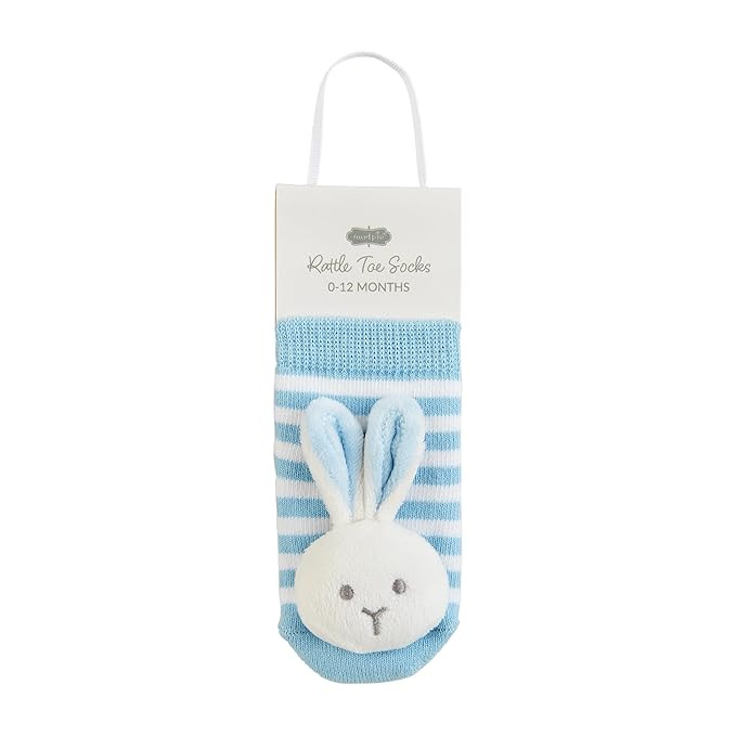 Mud Pie Baby Bunny Rattle Toe Socks, Blue, 0-12M | Amazon (US)