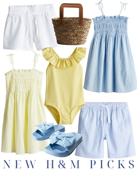 H&M finds | kids clothes | dresses | swim | shorts | purse | bag | sandals | water shoes | bow | girls | boys | ruffle swimsuit 

#LTKkids #LTKswim