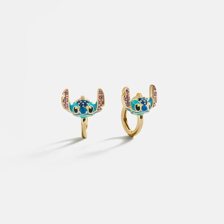 Disney Stitch 14K Gold Earrings - Gold/Blue | BaubleBar