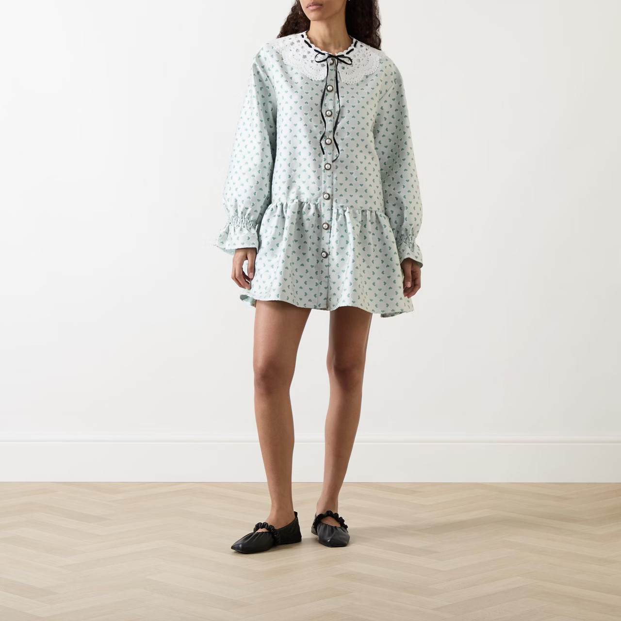 SISTER JANE Kew Heart Mini Shirt Dress Green | Brown Thomas (IE)