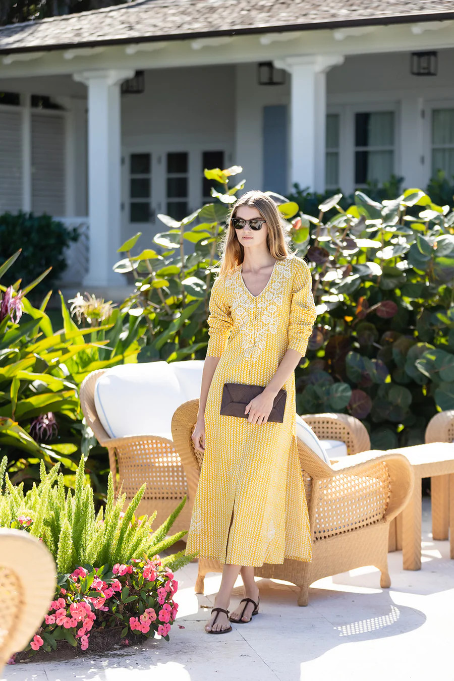 Chloe Caftan Printed - Saffron Alsatian Vine | Julia Amory