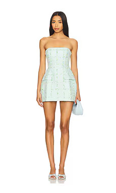 Amanda Uprichard Strapless Bethany Skort Romper in Aquamarine from Revolve.com | Revolve Clothing (Global)